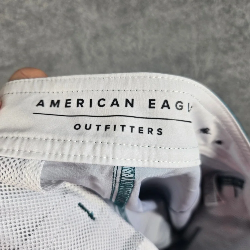 American Eagle Mens Beach Scene Graphic Board Shorts Teal Blue Size S RN54485